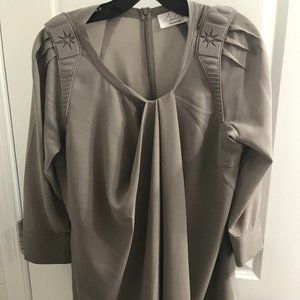Byron Lars Beauty Mark Grey With Shoulder Trim Blouse